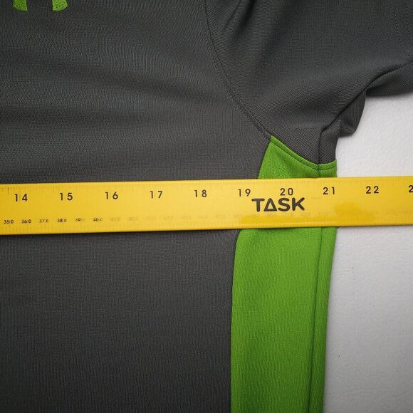 Under Armour Heatgear Men's Size Small Grey & Lime Green Loose Fit Polo Shirt - Picture 7 of 11